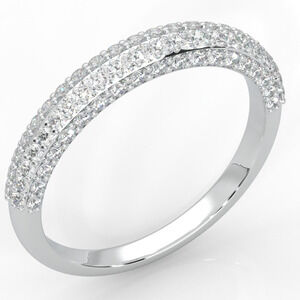 18K White Gold 1.5 Ct VS1-VS2 F-G Color Real Diamonds Pave Size 8.5